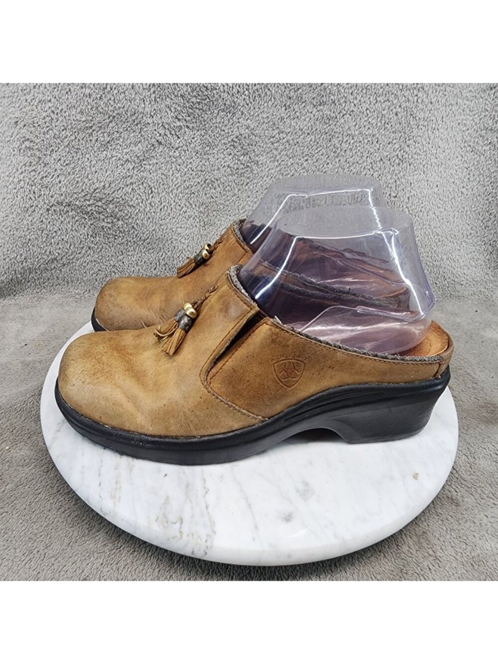 Ariat Shoes Womens Size 7 Mendocino Tassel Clog Brown Leather Slip-On *Read*